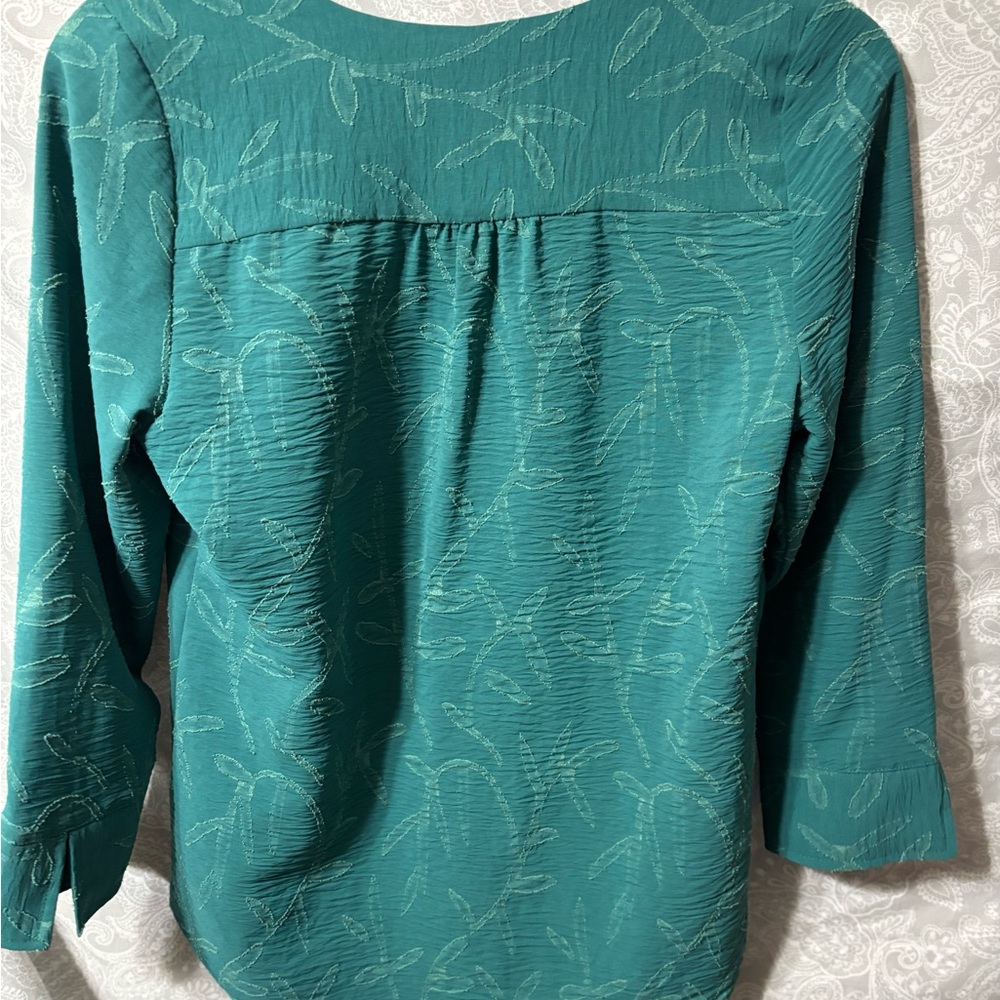 Teal patterned blouse - Picture 3 of 3